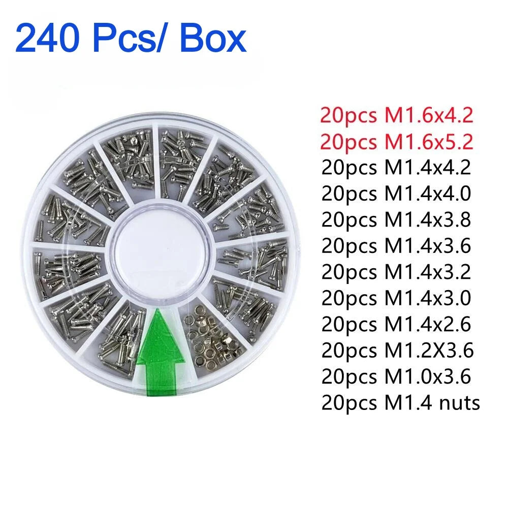 240/600 Pcs EyeGlasses Sunglass Repairing Tool Screws Nuts M1 M1.2 M1.4 M1.6 For Watches Glasswear Phone Tornillos
