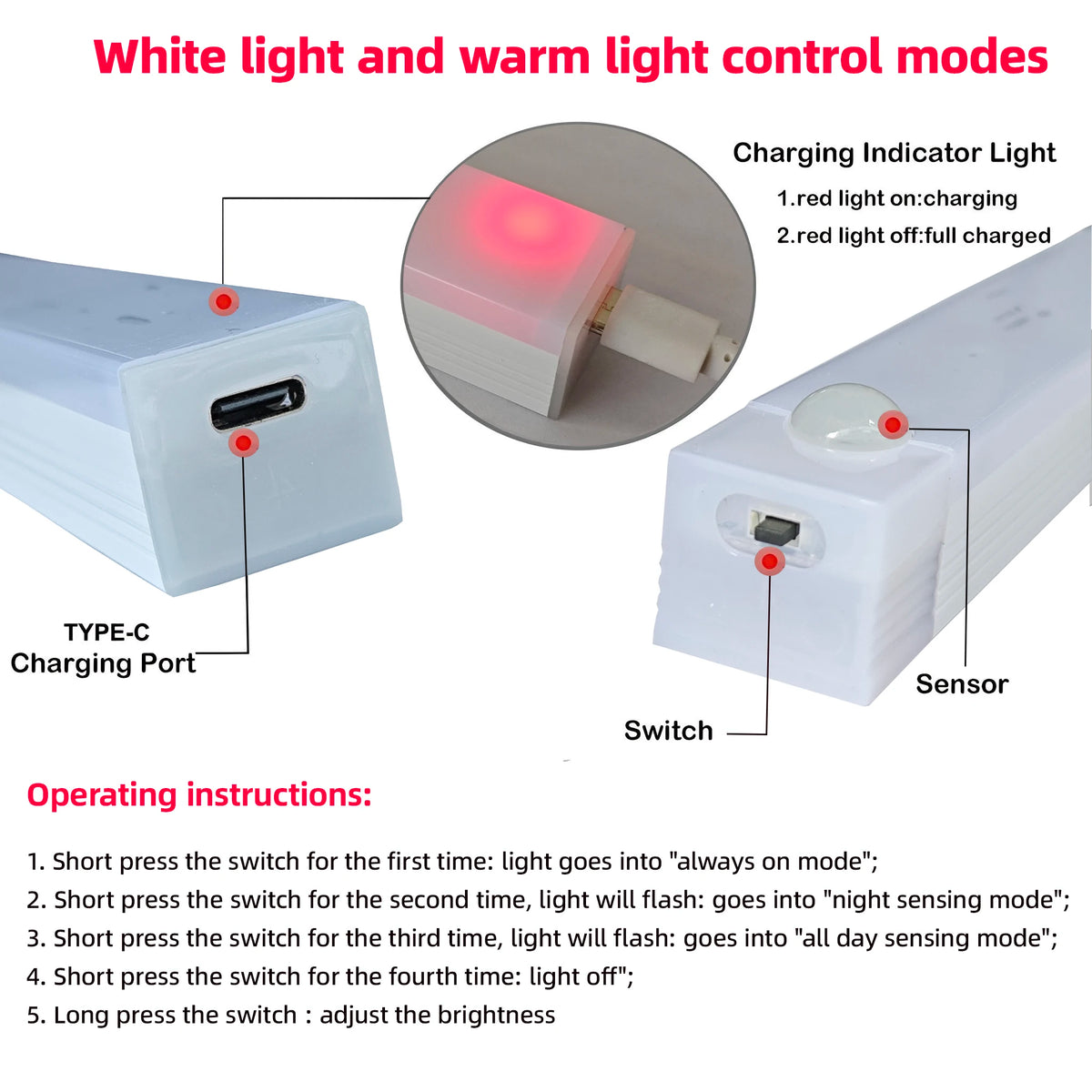 Wireless Rechargeable LED Night Lights Motion Sensor Lights Closet Kitchen Night Lights Bedroom Sensor Light Cabinet Stair Light