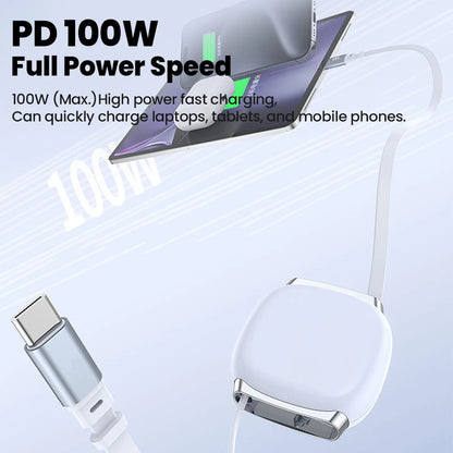 USB C to USB C Cable 100W for iPhone 16 15 Plus Pro Max Retractable Cable For MacBook iPad Fast Charger Cable Charger Data Wire