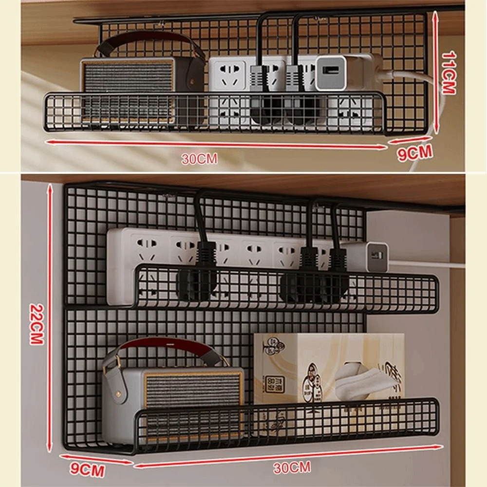 High Quality Under-desk Cable Management Tray No Drill Metal Wire Socket Storage with Clamp Desk Cable Organizer Office