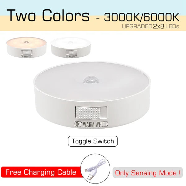 Motion Sensor Light USB Rechargeable Night Light LED Lamp for Kitchen Bedroom Stairs Hallway Cabinet Closet Wardrobe Nightlight