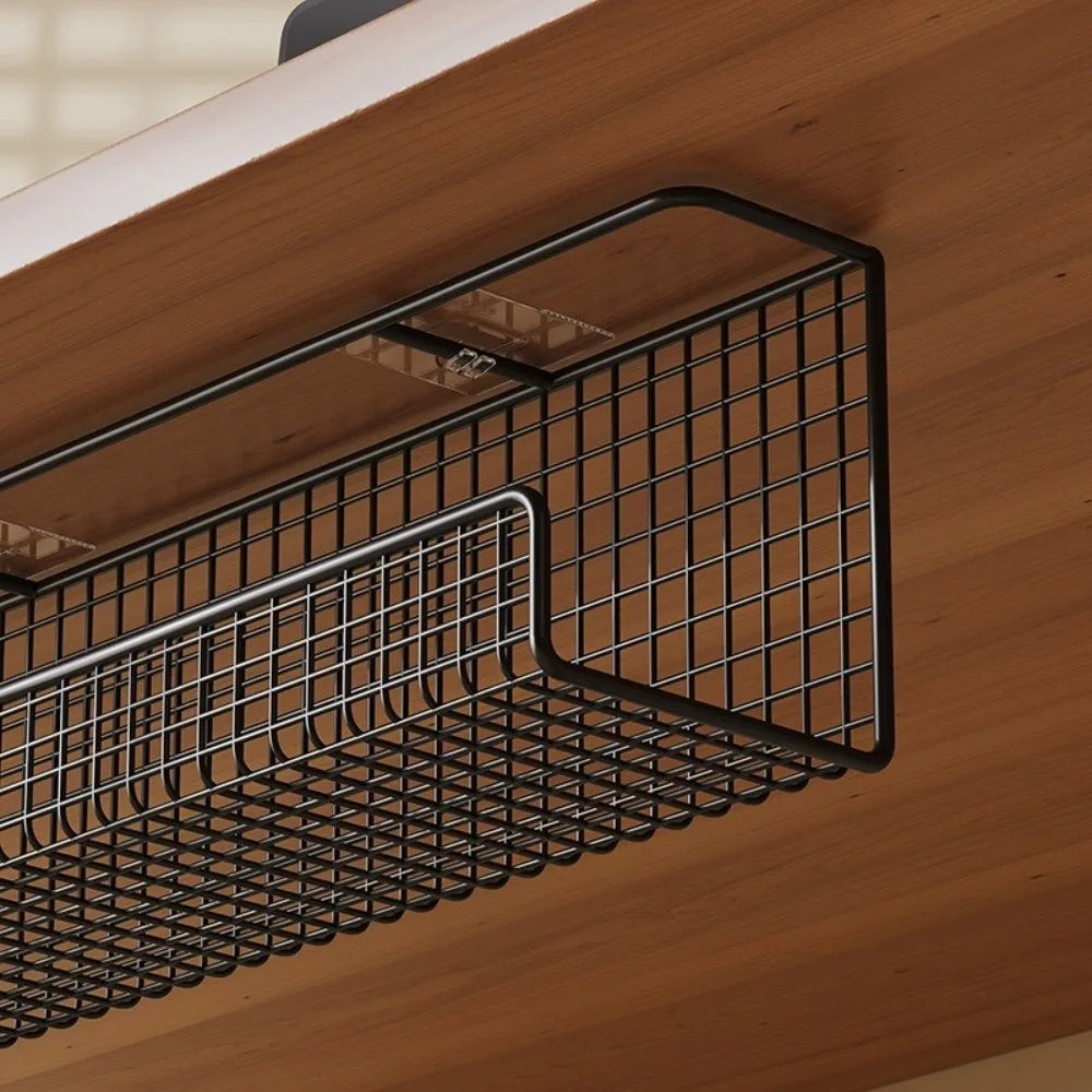 High Quality Under-desk Cable Management Tray No Drill Metal Wire Socket Storage with Clamp Desk Cable Organizer Office