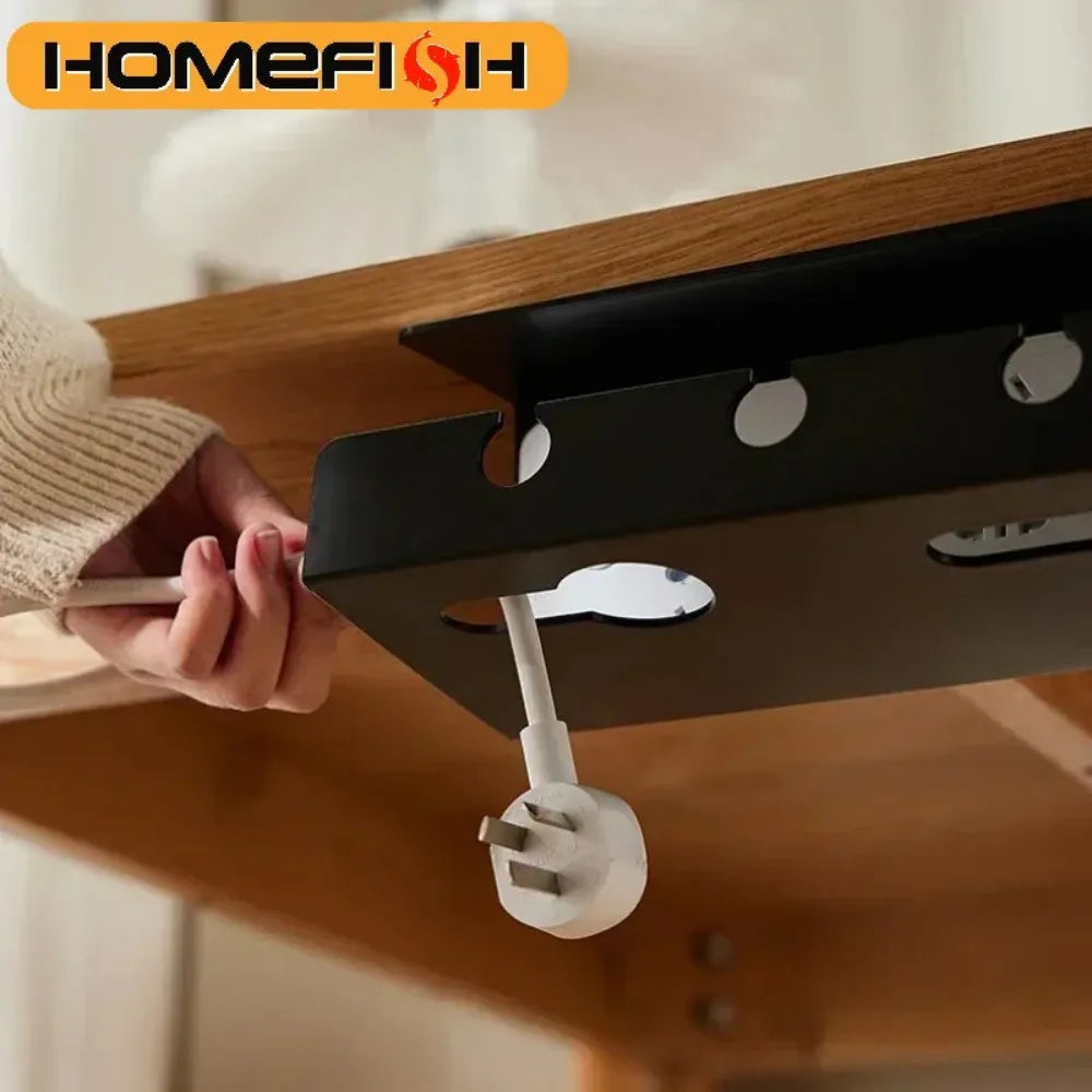 Under-Desk Cable Management Tray With Clips Featuring a Power Socket Cable Organiser No Drilling Required  Sturdy and Durable Sp