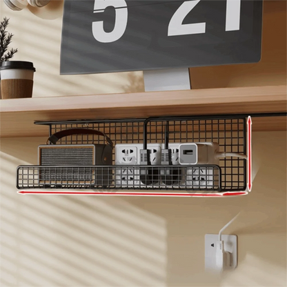 High Quality Under-desk Cable Management Tray No Drill Metal Wire Socket Storage with Clamp Desk Cable Organizer Office