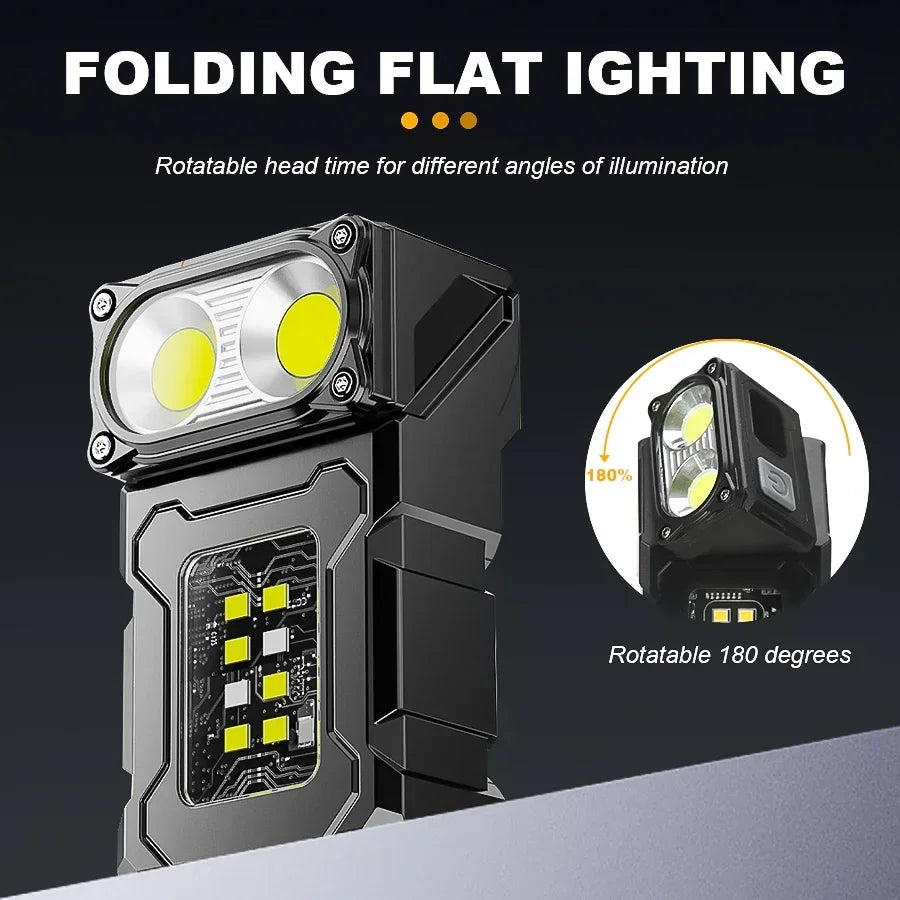 MINI USB Rechargeable LED Flashlight Portable Tail Magnet Flashlight Super Bright Camping Lantern Side COB Emergency Light