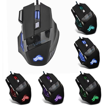 USB Wired Gaming Mouse 7 Button Backlit Ergonomic Mice 5500 DPI Backlight Adjustable Optical Mice for PC Gamer Computer Desktop