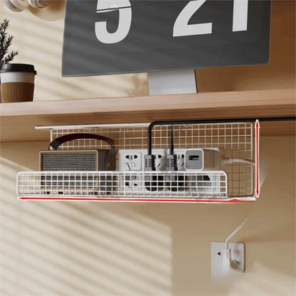 High Quality Under-desk Cable Management Tray No Drill Metal Wire Socket Storage with Clamp Desk Cable Organizer Office