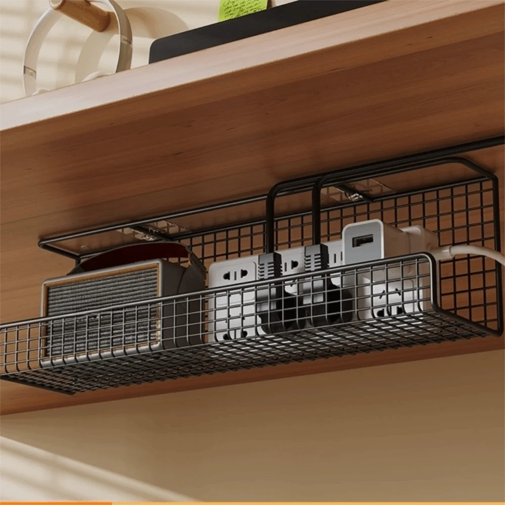 High Quality Under-desk Cable Management Tray No Drill Metal Wire Socket Storage with Clamp Desk Cable Organizer Office