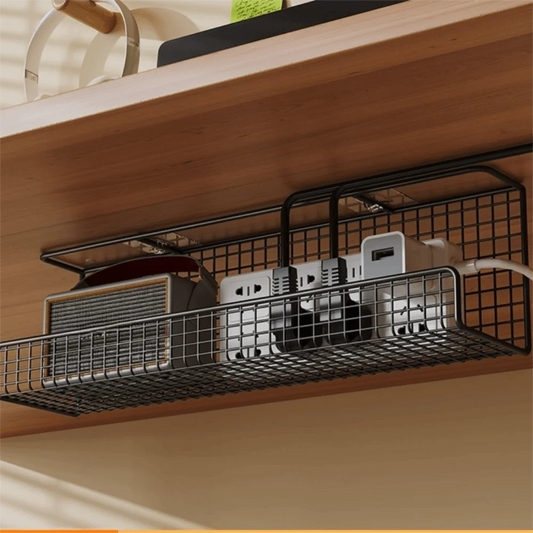 High Quality Under-desk Cable Management Tray No Drill Metal Wire Socket Storage with Clamp Desk Cable Organizer Office