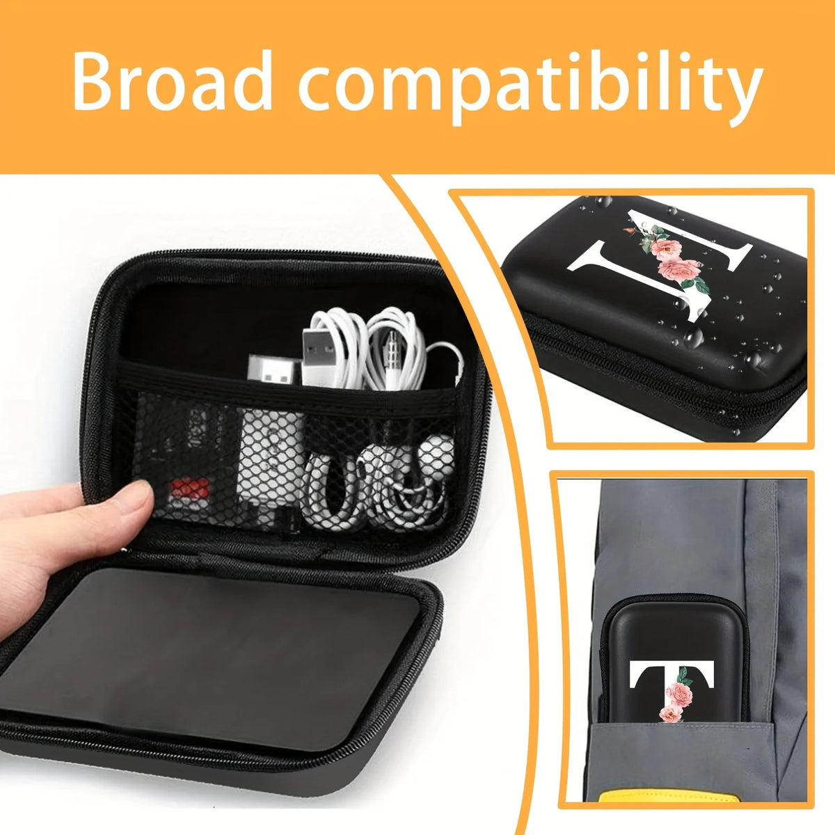 Electronics Organizer Bag for Data Cable Charger Storage Bag ，Earphone Case Headphone EVA Earbud Holder - Travel Cable Case